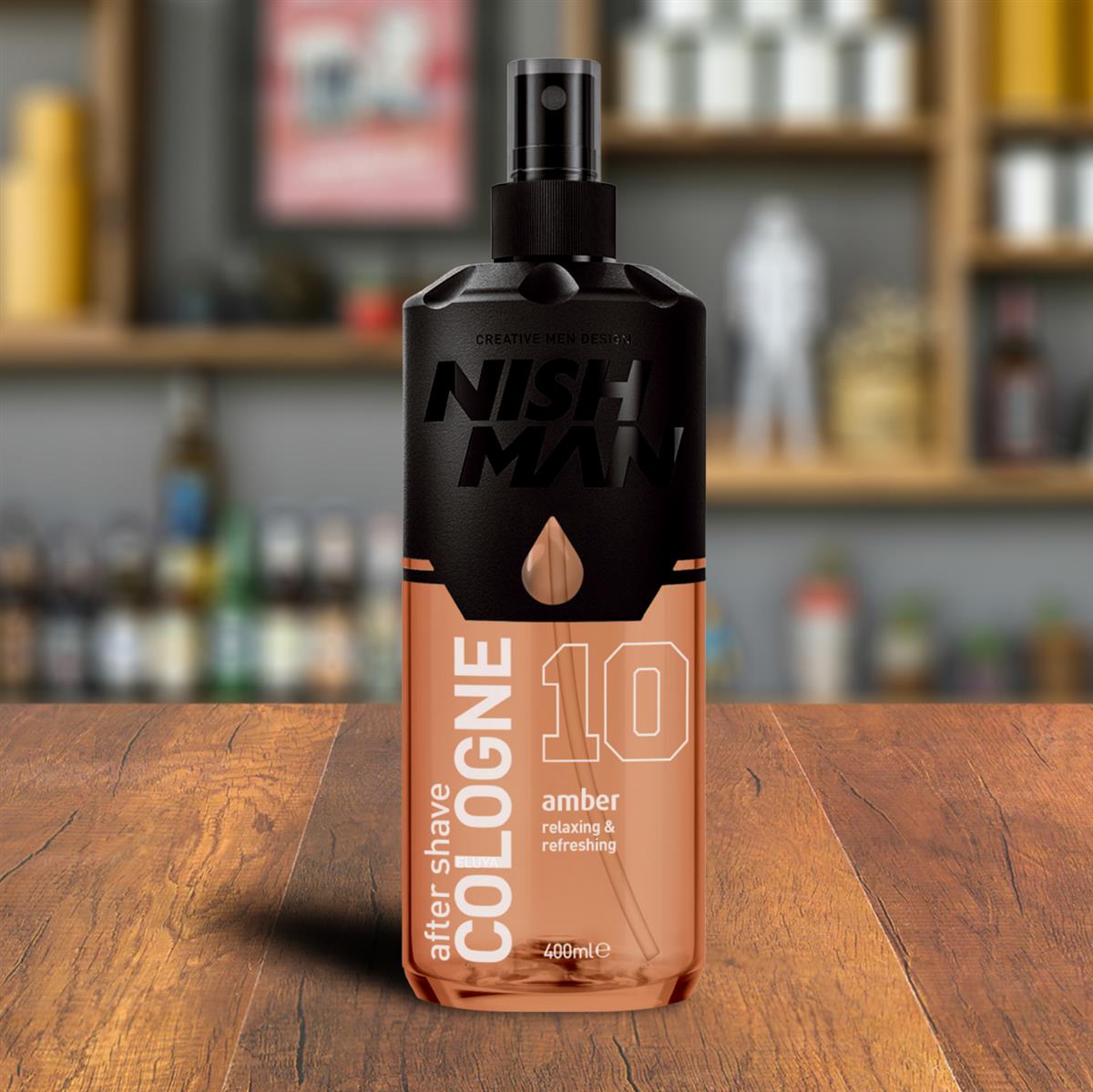 NISHMAN 10 After Shave Cologne 70° Alkohol - Amber 400 ml XL