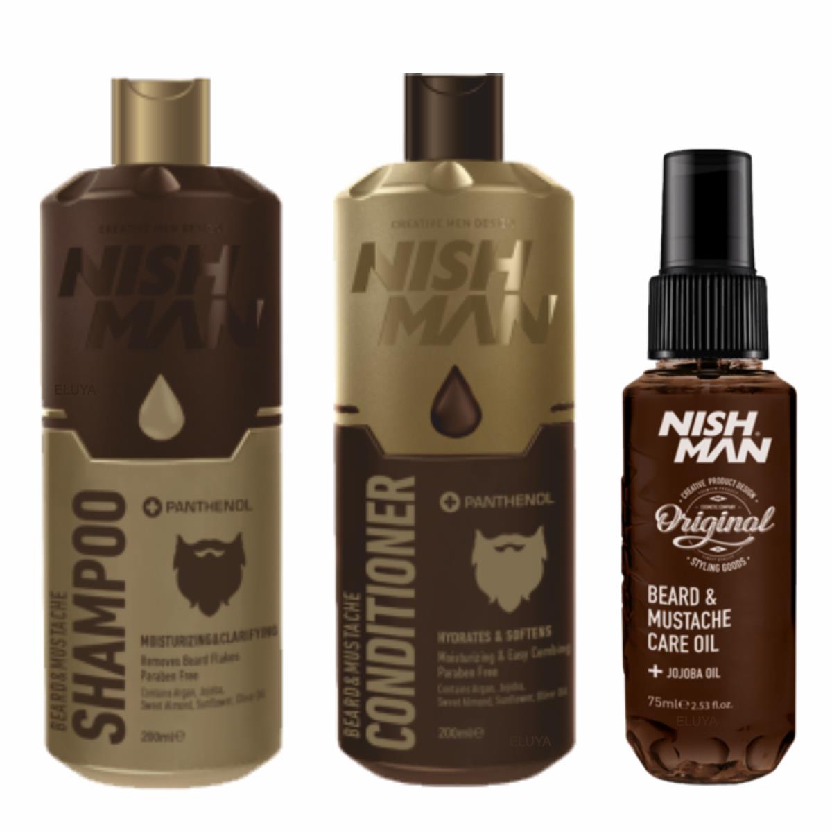 NISHMAN Bart-Set 01 Shampoo - Conditioner - Bartöl