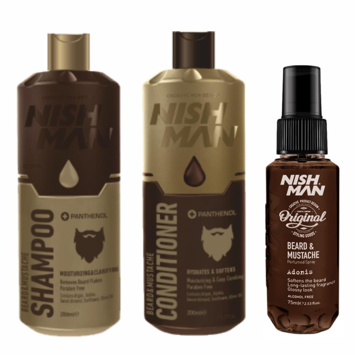 NISHMAN Bart-Set 02 Shampoo - Conditioner - Bart Parfum Adonis