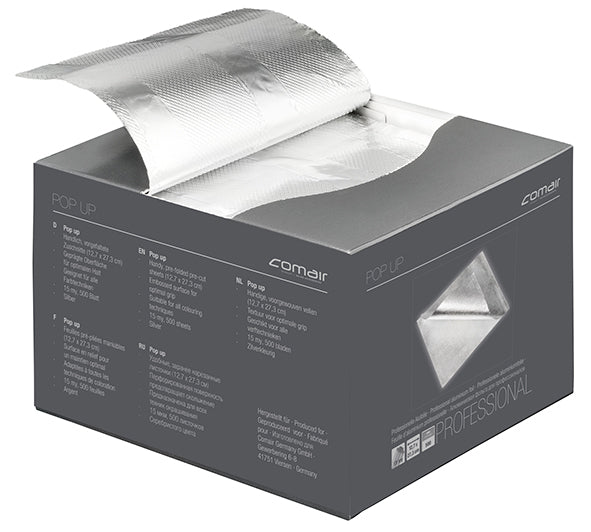 Comair Pop up Alufolie 12,7x27,3cm slb   15mµ 500 Stück vorgeschnitten