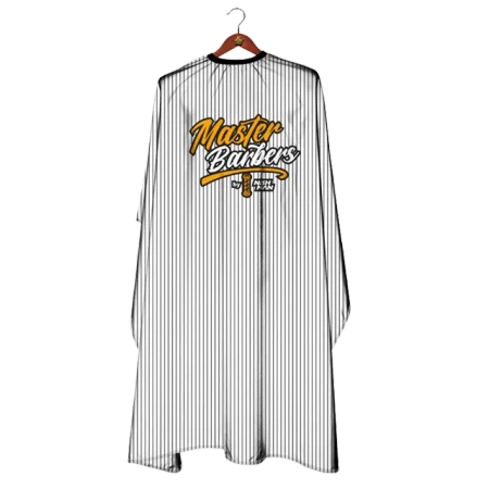 NISHMAN Profi Haarschneideumhang - schwarz weiß gestreift