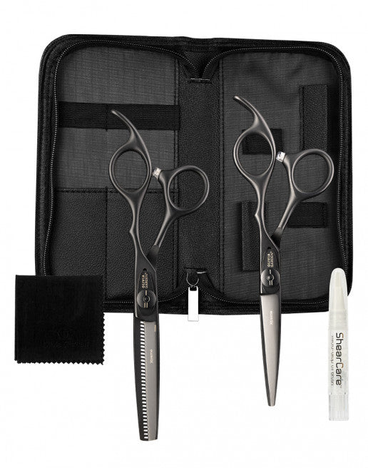 Olivia Garden 2er Set OG Xtreme Matt Black Haarschere 5,75 Zoll + Effi 6,35 Zoll