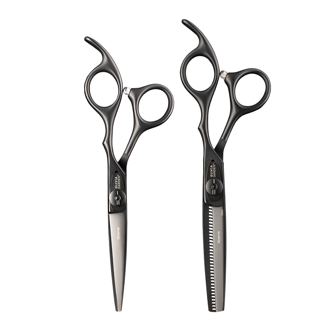 Olivia Garden 2er Set OG Xtreme Matt Black Haarschere 5,75 Zoll + Effi 6,35 Zoll