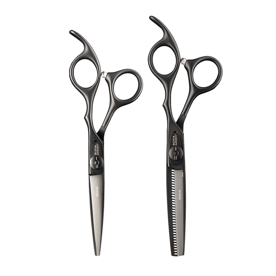 Olivia Garden 2er Set OG Xtreme Matt Black Haarschere 5,75 Zoll + Effi 6,35 Zoll