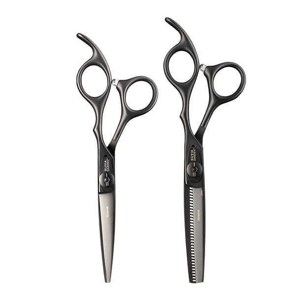 Olivia Garden 2er Set OG Xtreme Matt Black Haarschere 5,75 Zoll + Effi 6,35 Zoll